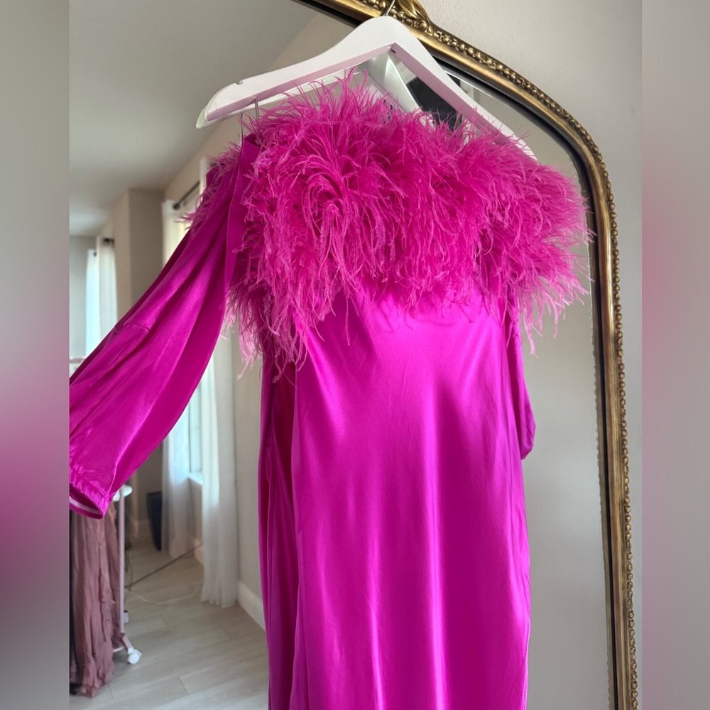 Cult Gaia Terra Feather Gown in Pink Anemone - Picture 7 of 12